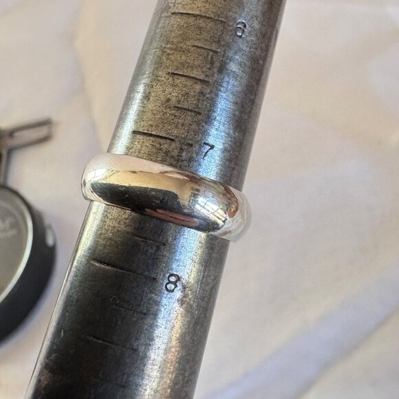 Sterling Silver 925 5.4mm Half Round Wedding Band Bright Finish Ring Size 7.25 - Picture 6 of 7